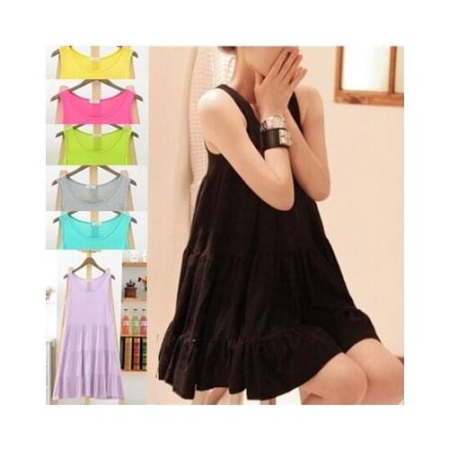 Big yards Modal loose cake dress Women sleeveless dresses 2022 Summer Clothing Casual Summer Dress AW7557