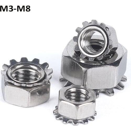 1/2/5Pcs Keps Nuts K-Lock Nuts Hex Keps Nuts 304 Stainless Steel M3 M4 M5 M6 M8