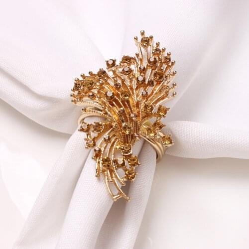 1 PC Alloy Napkin Holder Champagne Diamond Napkin Ring Christmas Wedding Party Dinner Home Table Decoration New