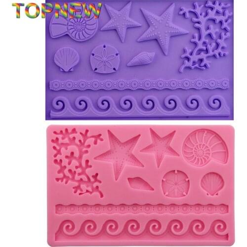 100% SGS Silicone Fondant Star Tree Shell Lace Mold Flower Edgings Model DIY Cake Tool 2144