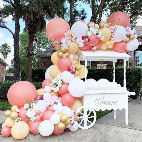 105pcs Retro Pink Balloon Garland Kit Peach Chrome Metallic Balloon Arch For Birthday Wedding Party Decorations Baby Shower Girl