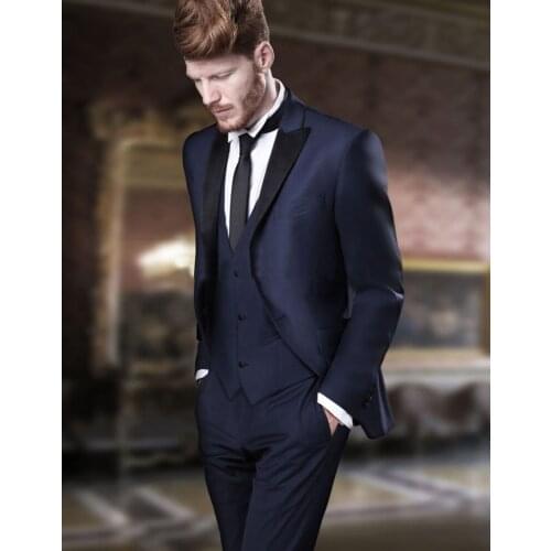 2017 Latest Coat Pant Designs Navy Blue Men Wedding Suits Prom Tuxedo Slim Fit 3 Piece Groom Suit Custom Blazer Terno Masuclino
