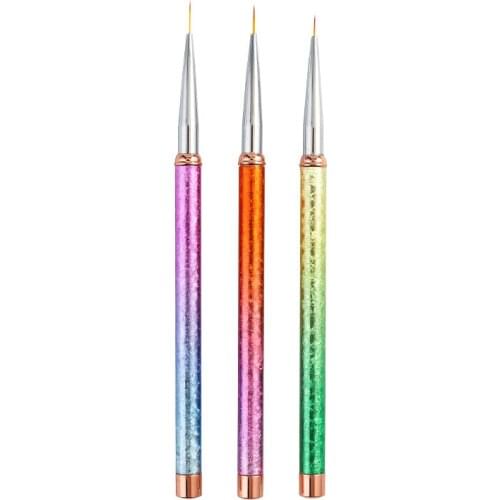 3Pcs/set Nail Art Line Brush Glitters Acrylic Ultra-thin Liner Drawing Painting Pen Flower Stripes 3Pcs/set Nail Art Line Brush