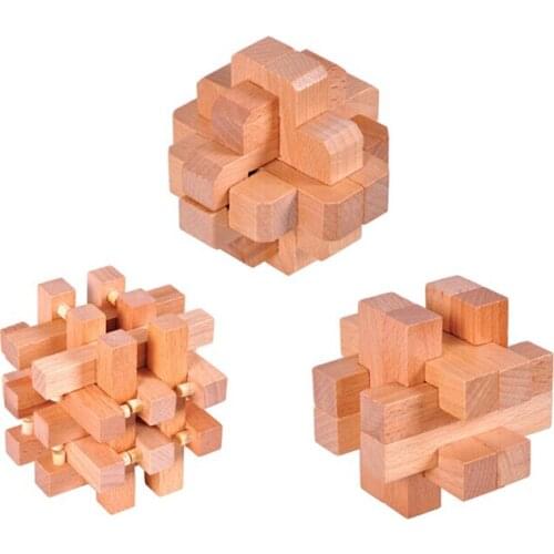 3PCS/LOT Classic Wooden Puzzle Burr Interlocking BrainteaserPuzzles for Adults and Children