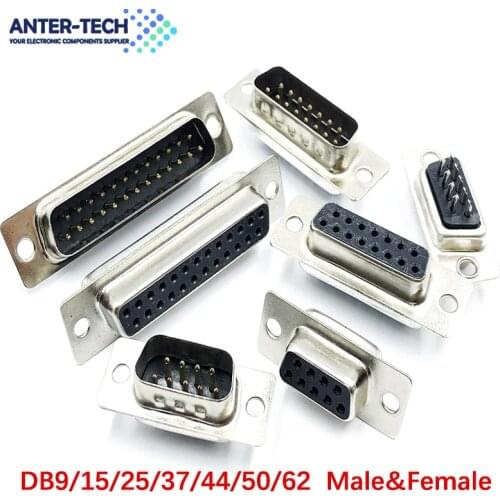 5Pcs DB9 DB15 DB25 DB37 Hole/Pin Female/Male Black Welded Connector RS232 serial port socket DB D-SUB adapter 9/15/25/37 pin
