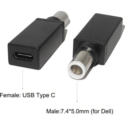 Dc Power Adapter Connector 7.4x5.0mm Male Plug to USB Type C Female Jack Converter for Hp Dell Laptop Notebook Computer Charger