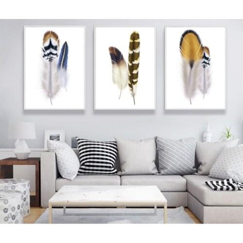 Watercolor feather Bohemian style Nordic creative decorative painting canvas paintings