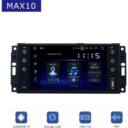 Android 10.0 Car Multimedia for Jeep Chrysler Dodge Wrangler Chrysler Universal Radio 7" IPS Screen DSP CarPlay TDA7850 MAX10