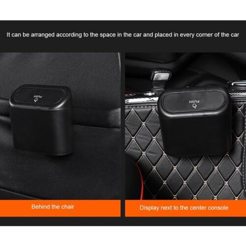 Car Trash Can Interior Organizer Storage Box Car Garbage Bag Press Sealed Trash Can Auto Storage Bin Accessories