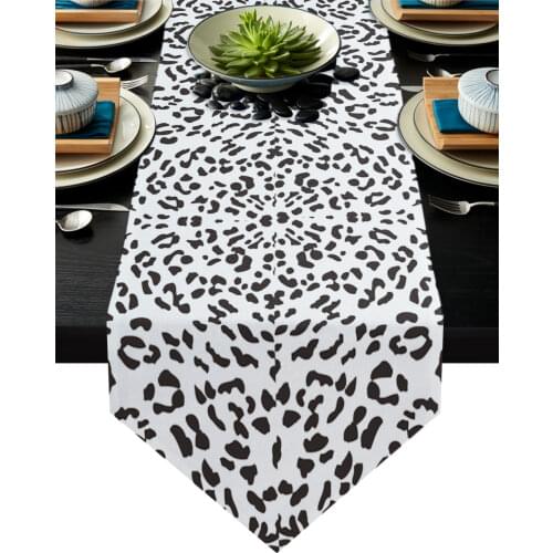 Black And White Animal Leopard Print Table Runners Home Kitchen Dining Tablecloths Wedding Party Table Decoration Table Runner
