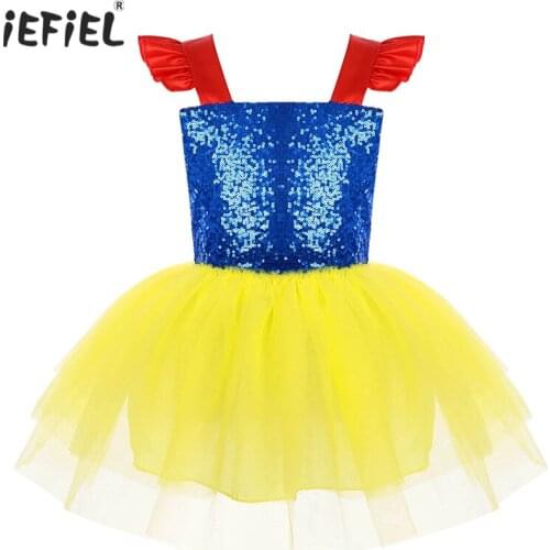 Kids Girls Mesh Tutu Dress Fairy Princess Costume Sleeveless Shiny Sequins Lace Straps Back Opening Cosplay Party Costumes Set