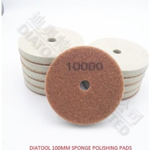 DIATOOL 10pcs 100MM Sponge Diamond Polishing Pads for marble soft Stone #10000 New type Wet sanding discs