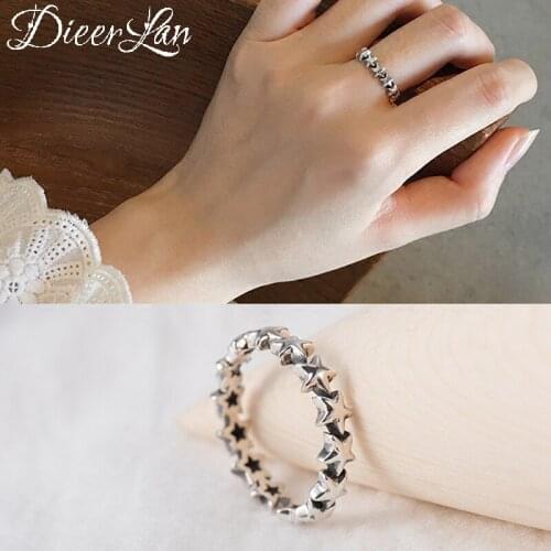 DIEERLAN Exaggerated Personality Silver Color Star Rings For Women Wedding Jewelry Adjustable Finger Men Ring Anillos