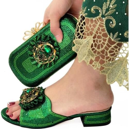 Doershow good price African Wedding Shoes and Bag Set Italian Shoes with Matching Bags Nigerian Women party !STX1-12