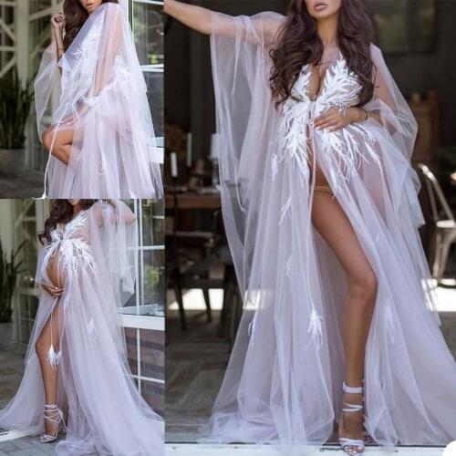 Elegant Custom Made Maternity Nightgown V-Neck Floor Length Pajamas Wedding Party Bridal Prom For Photo Shoot Dress