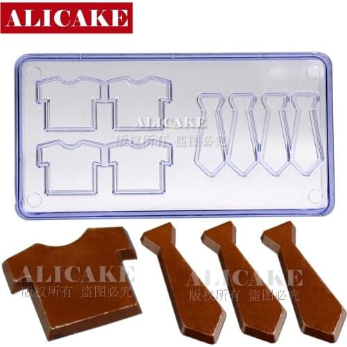 8 Cavity Chocolate Mold Polycarbonate T-shirt Tie Cake Tools Mold For Chocolates Molds Diamond Form Tray Baking Pastry Tools