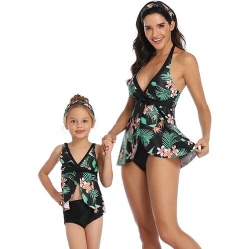 Mother Daughter Swimsuit Printed Bikini 2 Piece Underwear Set Lenceria Beach Wear Family Matching Clothes Parent-child Swimsuit