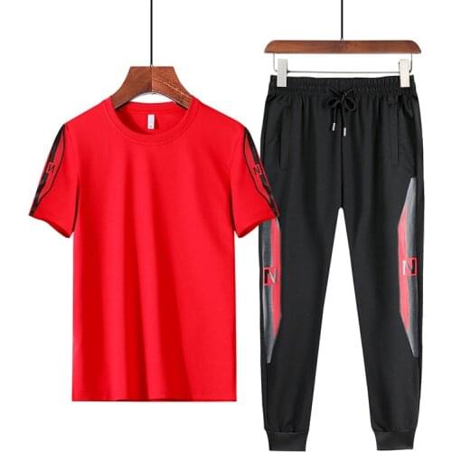 2021 Summer Men Two-piece Sets Streetwear Short Sleeve Round Neck Vacation Shirt Beach Casual Shorts Men Hawaiian Suit 2 Pieces