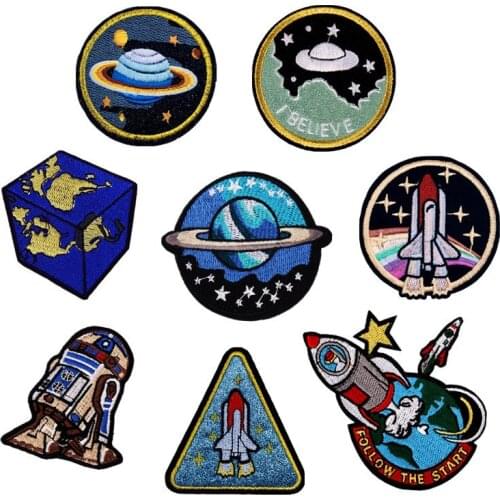 20pcs/lot Round Embroidery Patches Letter Star Planet Backpack Clothing Decoration Accessories Diy Iron Heat Transfer Applique