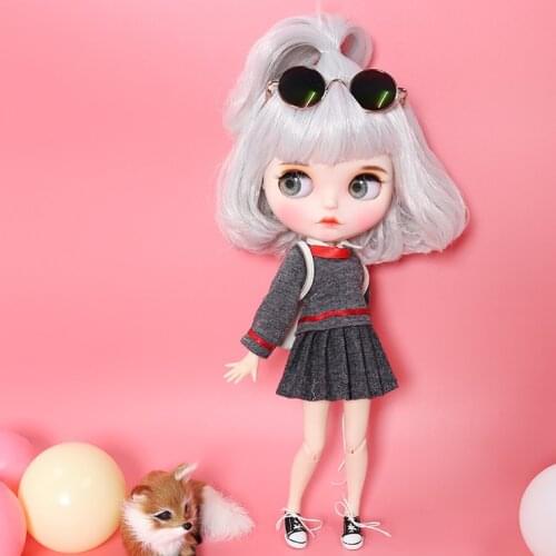 ICY DBS Blyth doll white skin joint body Gray hair Hand-painted face panels, long eyelashes and sleepy eye.NO.BL1003