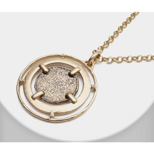 M40 RISPADA Retro Gold Metal Coin Pendant Necklace For Women Party Wholesale Jewelry