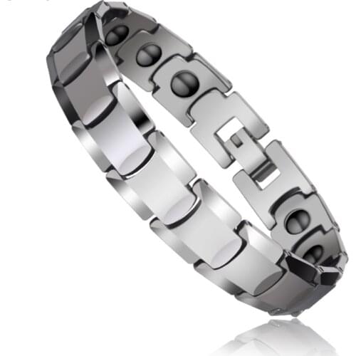 Men Tungsten Bracelets, Inlay Magnetic Stone, Length Adjustable with Free Gift Box, Free Shipping, Customized