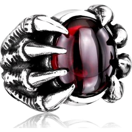 Stainless steel huge stone stainless steel men ring punk unique ring