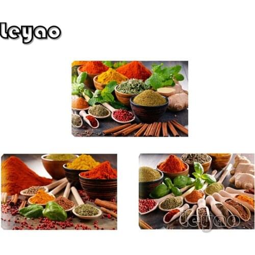 Diamond embroidery 3 Piece Kitchen Wall art Set Spice and Spoon Painting Food Herbs Pictures full square/round diamond painting