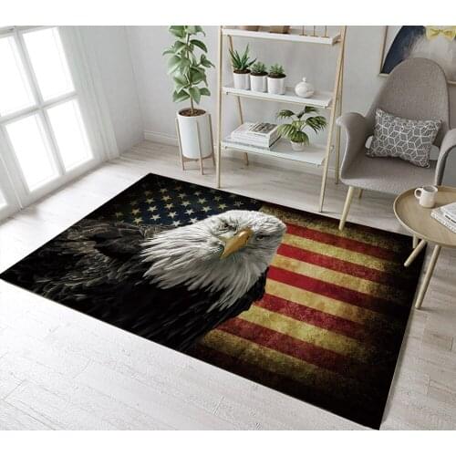 Home Childrens Room Floor Cushion Kitchen Area Rugs Bathroom Carpets Non-Slip Mat A Majestic Bald Eagle And Old American Flag