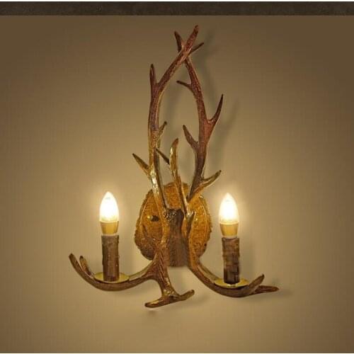 Antlers Wall lamp American Style Lighting Retro Resin Antler Wall Lamp Personality Creative Antlers Wall Lamp 1006