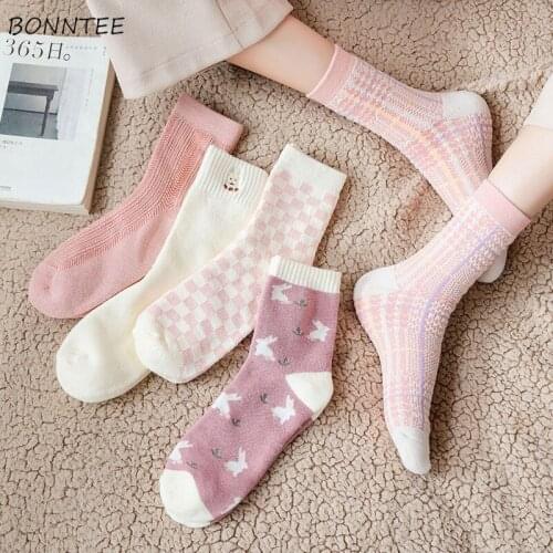 Socks Women Thicker Winter Home Wear Female Kawaii Daily Korean Style Lovely Girl Sweet Tender All-match Princess Harajuku Cute