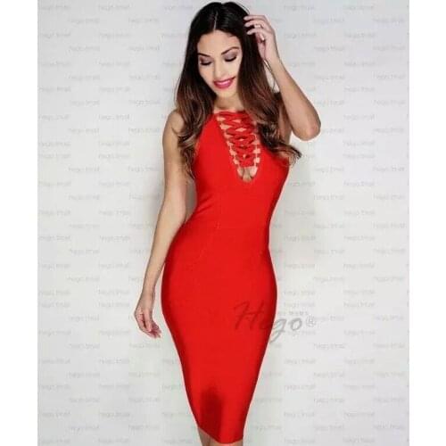 Sexyboutique New Fashion Women Dress Sexy Front Hollow Out Bandage Dress Rayon Celebrity Party Club Dresses HL