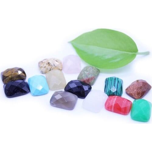 New Arrival Natural Stone 12pcs/lot Rectangle Ring Face for Jewelry Mixed No Hole Patch 16*12mm DIY Necklace Bracelet Parts