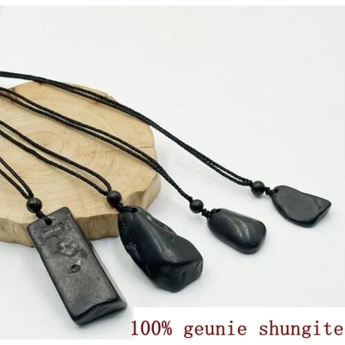 Wholesale 2pcs Mixed Tumbled Shungite Stone Bead Necklace,Healing Chakra Necklace Energy Balace