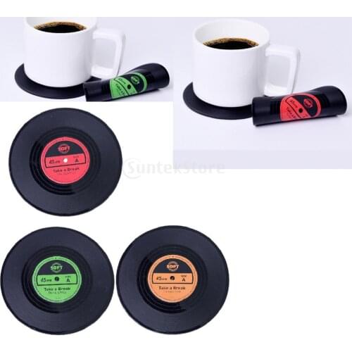 Drink Coaster Set,Useful Vinyl Record Retro Coasters -Tabletop Protection Prevents Furniture Damage