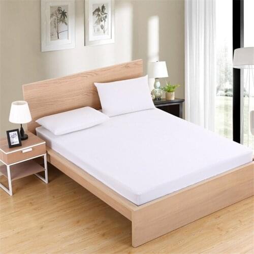 1Pc 100% Polyester Fitted Sheet Bed Sheet With 4 Corners Elastic Band Mattress Cover Bed Linens Double Queen Size Home Textiles