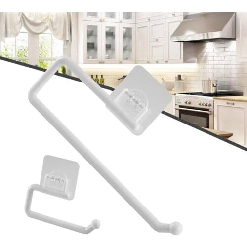Durable Kitchen Under Cabinet Paper Roll Rack Self-adhesive Towel Holder Waterproof Storage Rack for Bathroom Pantry Craft Room