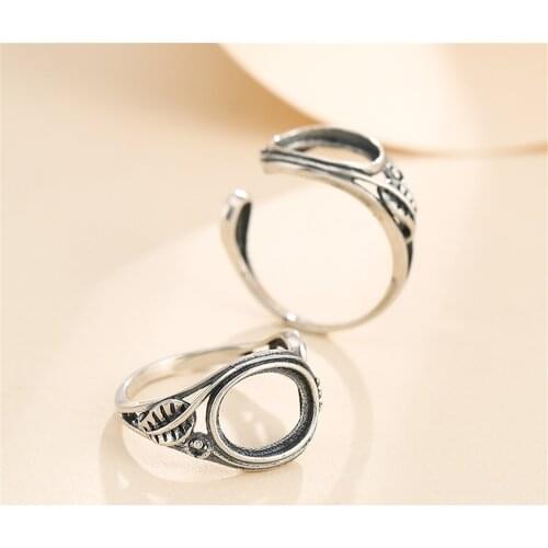 Ring Blank for 8x10mm Oval or Teardrop Cabochons Thai Sterling Silver Adjustable Band Ring Setting SR0018