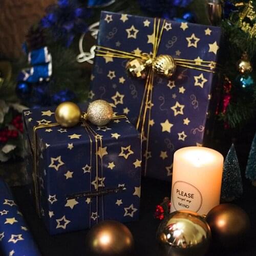 Christmas Present Wrapping Small Stars Packaging Material Christmas Gift For New Year Christmas Gift Wrapping Paper