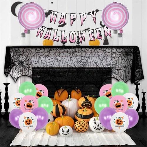Happy Halloween Alphabet Balloons Aluminum Foil Banner Pumpkin Ghost Spider Cat Party Decor TS1 Accessories