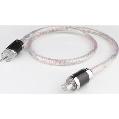 Piece Hi-end 7N OFC silver plated EU version power cable schuko AC power cord with carbon fiber rhodium plated power plug