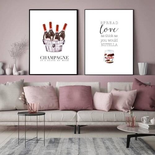 Nordic Modern Poster Fashion Champagne Canvas Painting Minimalist Art Print Bedroom Wall Picture For Living Room Home Decor