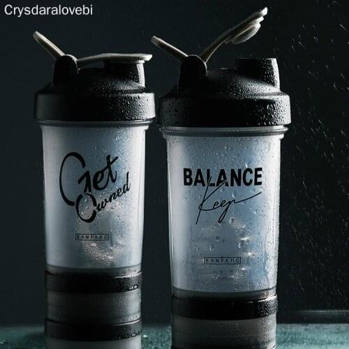 500ML Sports Water Bottles Protein Shaker Milk Mixing Black Portable Outdoor Leakproof Plastic Bottle BPA Free