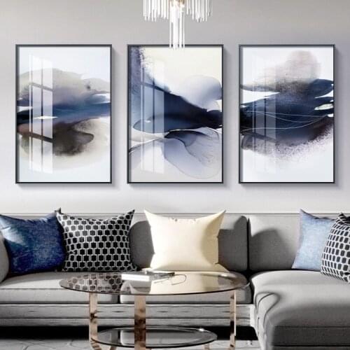 Chinese Style Creative Ink Abstract Landscape Decorative Painting River Mountain Canvas Wall Picture Poster Room Home Decoration