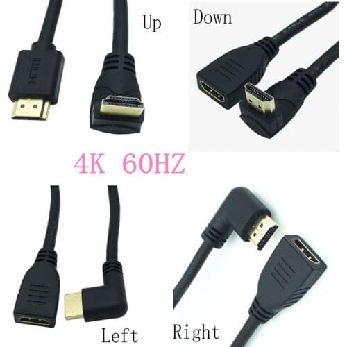 HDMI-compatible Extension Cable 2.0V Male to Female Angled Plug Support 4K*2k 60Hz for Splitter Switcher HDTV LCD PC