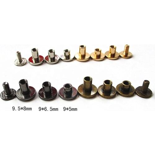 50Pcs 5/6.5/8mm Strap Rivets Screw Solid Nail Bolt Bookkeeping Round Head Screws For Luggage Clothes/Bag/Shoes Leather Crafts