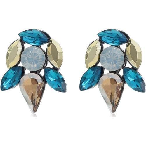 YaYi Gold Brown Blue White Opalescence Glass Rhinestone Dangle Earring Womens Fashion Gun Black Gem Earrings For Women E1098