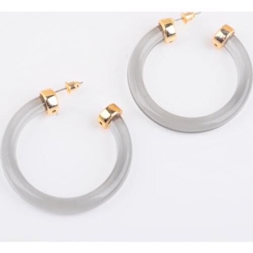 Vintage Trendy Transparent Big Circle Round Hoop Earrings Women Geometry Resin Charm Jewelry Fashion ZA Statement Bijoux