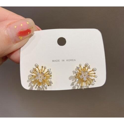 MENGJIQIAO 2020 Fashion Cute Shiny Zircon Flower Stud Earrings For Women Girls Elegant Micro Paved Pendientes Jewelry Gifts