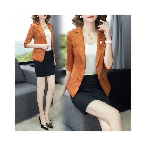 2021 Korean Slim Pink Blue White Blazer Women Small Suit Print One Button Notched Pockets Office Lady Jackets Plus Size 3xl